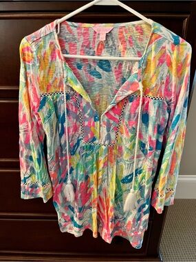 Lilly Pulitzer Multicolor Tassel V-Neck Tilda Tunic